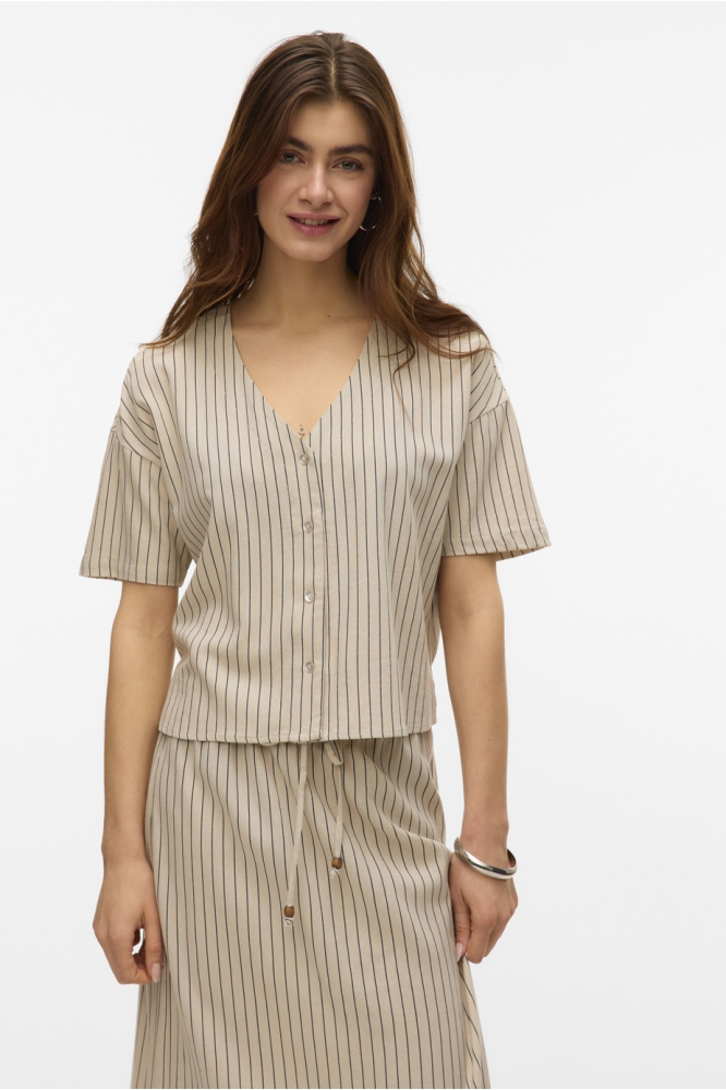 VMMYMILO 2/4 V-NECK SHIRT WVN GA 10279696 SILVER LINING